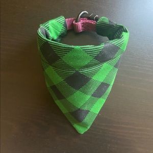 Green + Black Buffalo check dog bandana